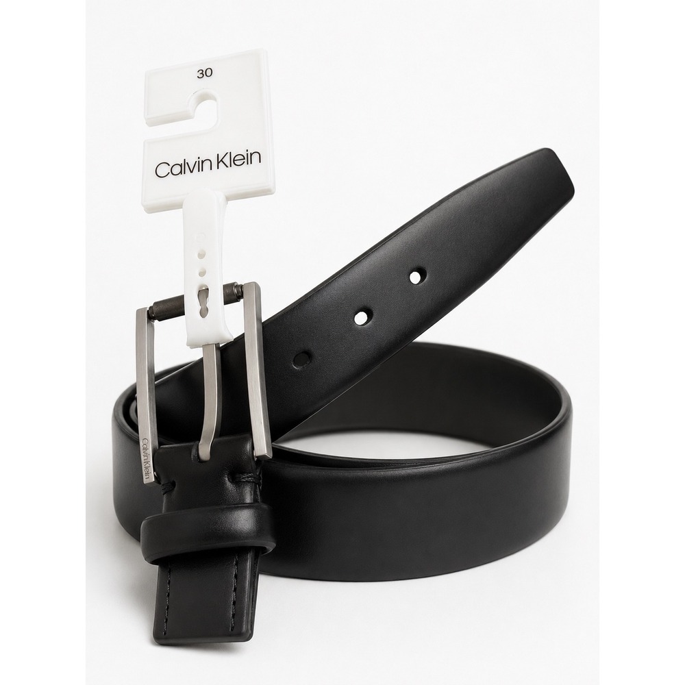 Calvin Klein Mens Black Leather Dress Belt Size 30 Gunmetal Buckle 75526 NEW